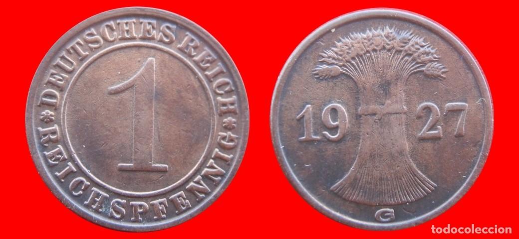 Monedas antiguas de Europa: 1 REICHSPFENNIG 1927G WEIMAR ALEMANIA-150779