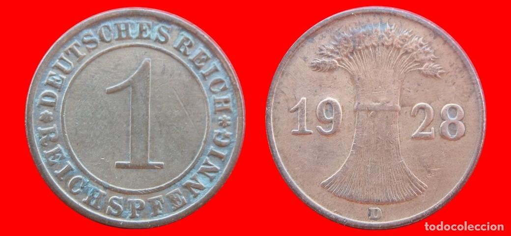 Monedas antiguas de Europa: 1 REICHSPFENNIG 1928D WEIMAR ALEMANIA-150780