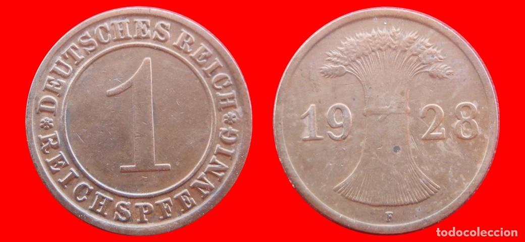 Monedas antiguas de Europa: 1 REICHSPFENNIG 1928F WEIMAR ALEMANIA-150781
