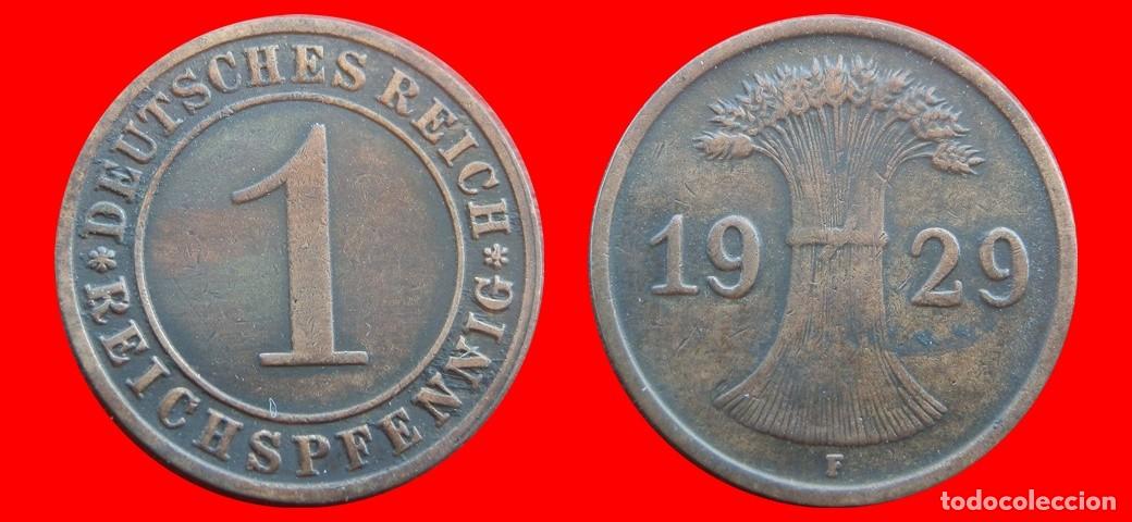 Monedas antiguas de Europa: 1 REICHSPFENNIG 1929F WEIMAR ALEMANIA-150783