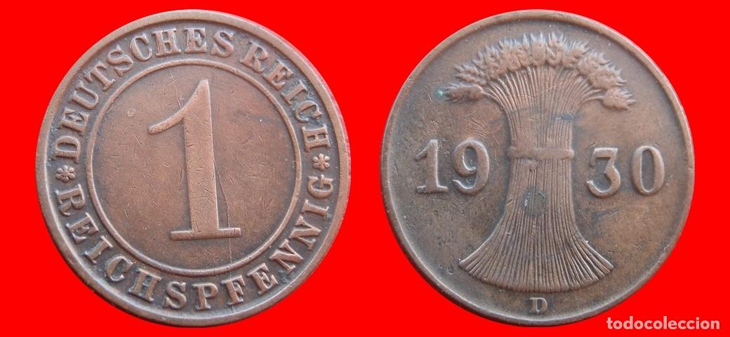 Monedas antiguas de Europa: 1 REICHSPFENNIG 1930D WEIMAR ALEMANIA-150784