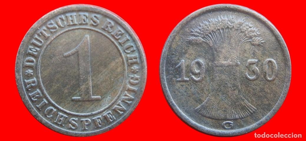 Monedas antiguas de Europa: 1 REICHSPFENNIG 1930G WEIMAR ALEMANIA-150786