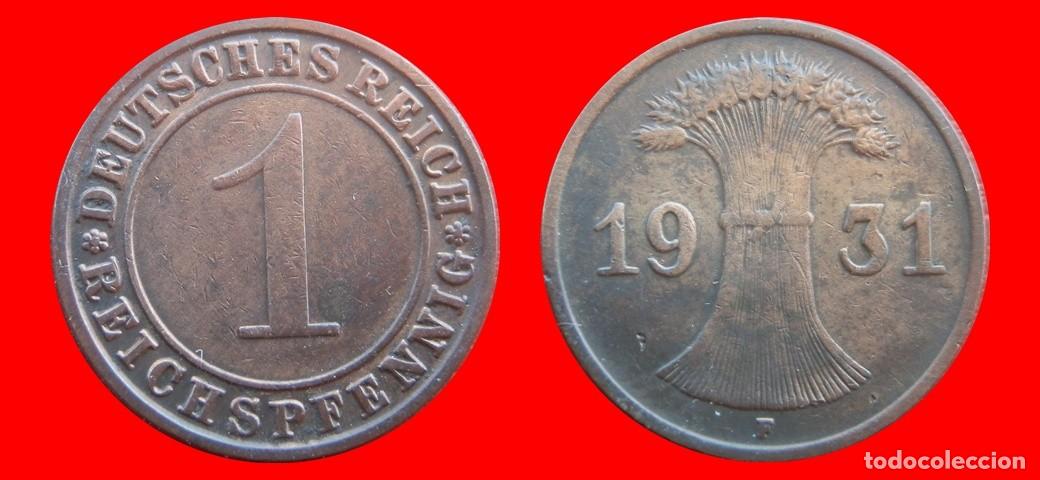 Monedas antiguas de Europa: 1 REICHSPFENNIG 1931F WEIMAR ALEMANIA-150788