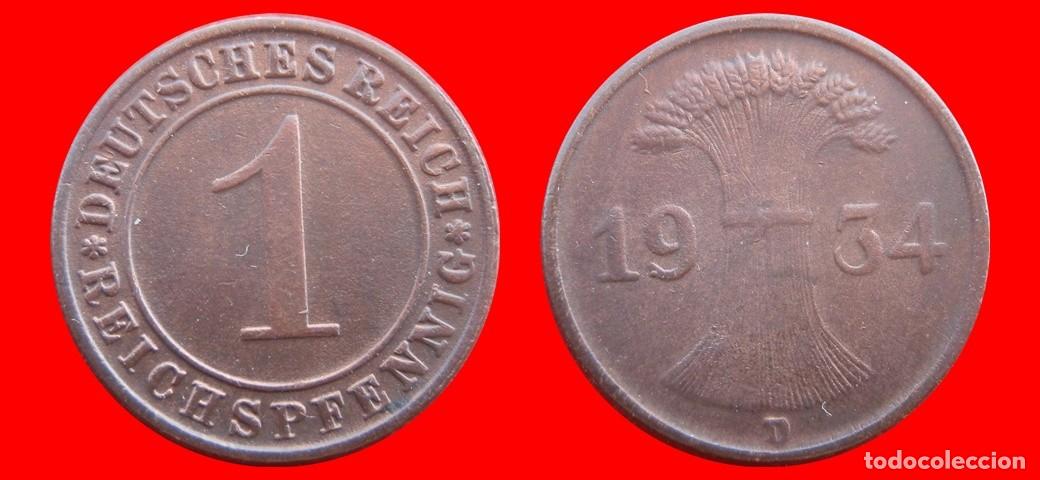 Monedas antiguas de Europa: 1 REICHSPFENNIG 1934D WEIMAR ALEMANIA-150790