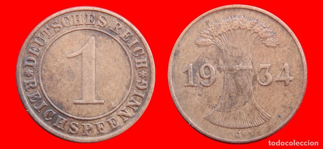 Monedas antiguas de Europa: 1 REICHSPFENNIG 1934J WEIMAR ALEMANIA-150792