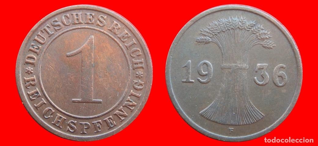 Monedas antiguas de Europa: 1 REICHSPFENNIG 1936F WEIMAR ALEMANIA-150793
