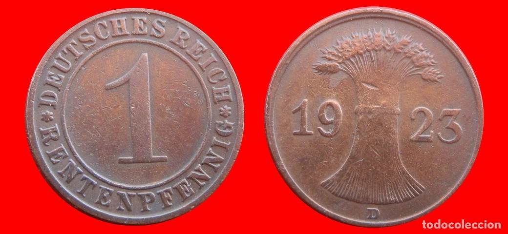 Monedas antiguas de Europa: 1 RENTENPFENNIG 1923D WEIMAR ALEMANIA-150794
