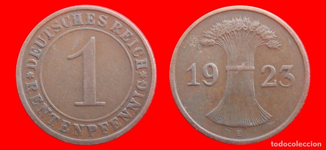 Monedas antiguas de Europa: 1 RENTENPFENNIG 1923E WEIMAR ALEMANIA-150795