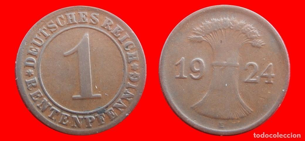 Monedas antiguas de Europa: 1 RENTENPFENNIG 1924E WEIMAR ALEMANIA-150799