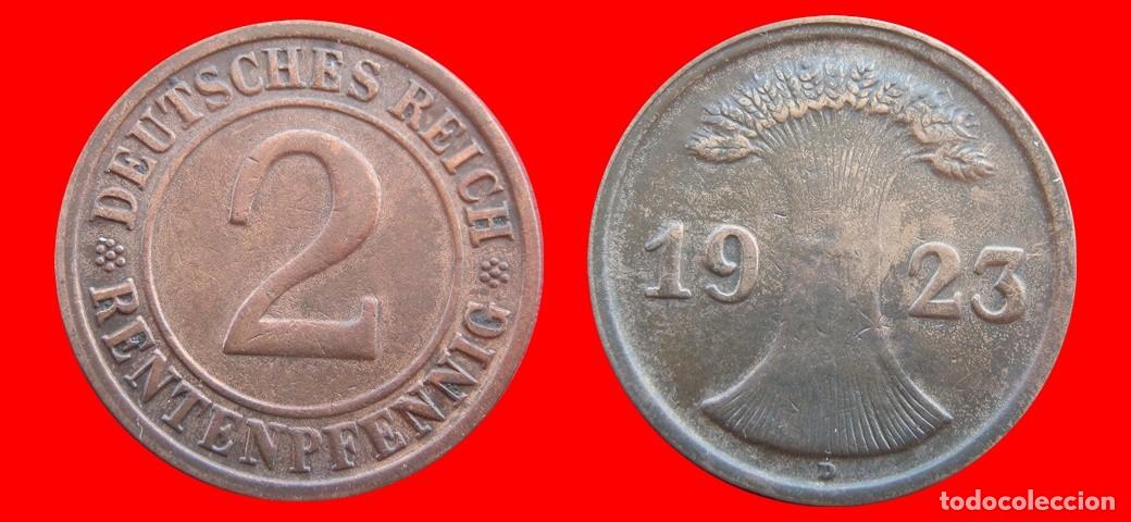 Monedas antiguas de Europa: 2 RENTENFENNIG 1923D WEIMAR ALEMANIA-150803