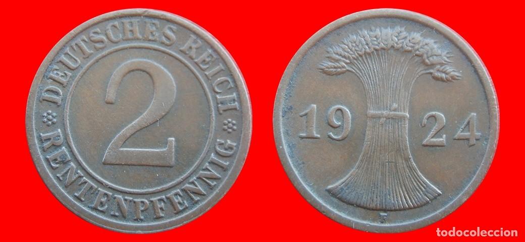 Monedas antiguas de Europa: 2 RENTENFENNIG 1924F WEIMAR ALEMANIA-150804