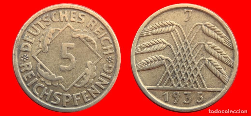 Monedas antiguas de Europa: 5 REICHSPFENNIG 1935J WEIMAR ALEMANIA-150805