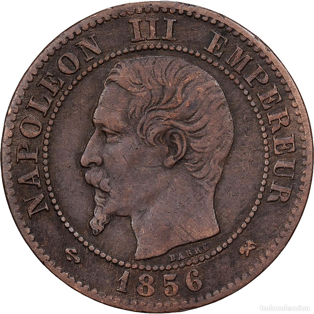 Monedas antiguas de Europa: [#1551087] Francia, Napoleon III, 2 Centimes, 1856, Rouen, Bronce, BC+, Gadoury:103