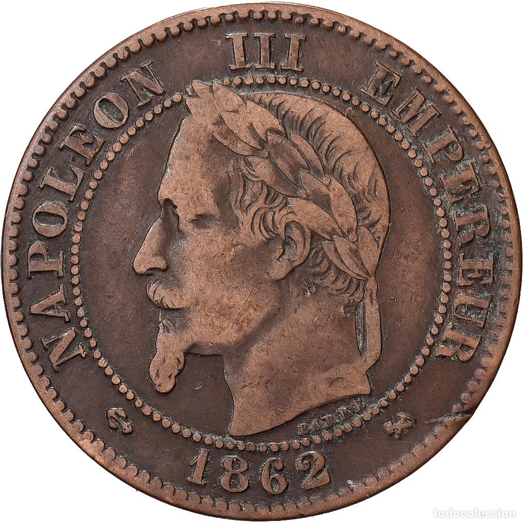 Monedas antiguas de Europa: [#1551080] Francia, Napoleon III, 2 Centimes, 1862, Bordeaux, Bronce, BC+, Gadoury:104