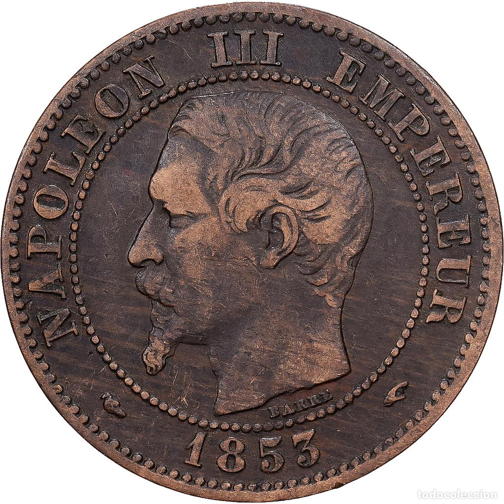 Monedas antiguas de Europa: [#1551088] Francia, Napoleon III, 2 Centimes, 1853, Paris, Bronce, BC+, Gadoury:103