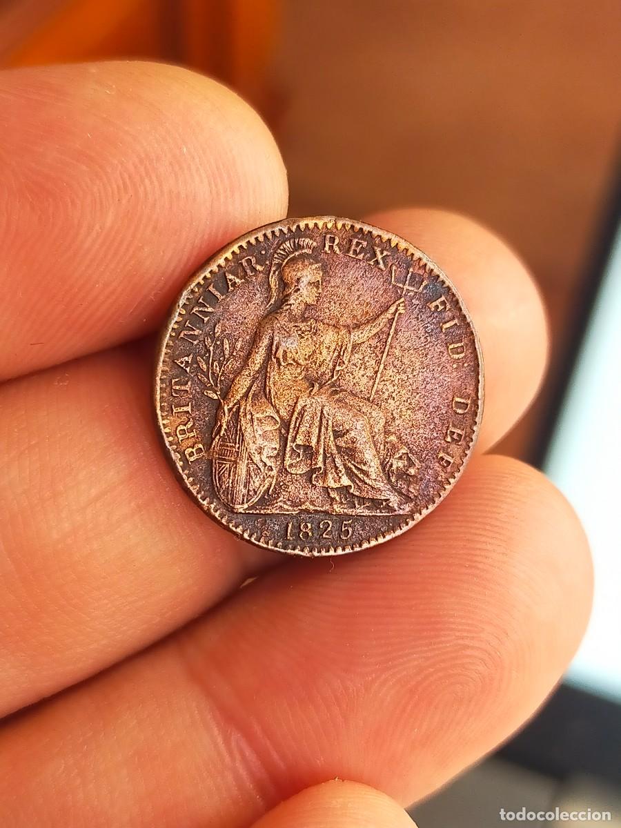 Monedas antiguas de Europa: MONEDA DE 1 UN FARTHING 1825 REINO UNIDO INGLATERRA GRAN BRETA&Ntilde;A REGULAR CONSERVACION