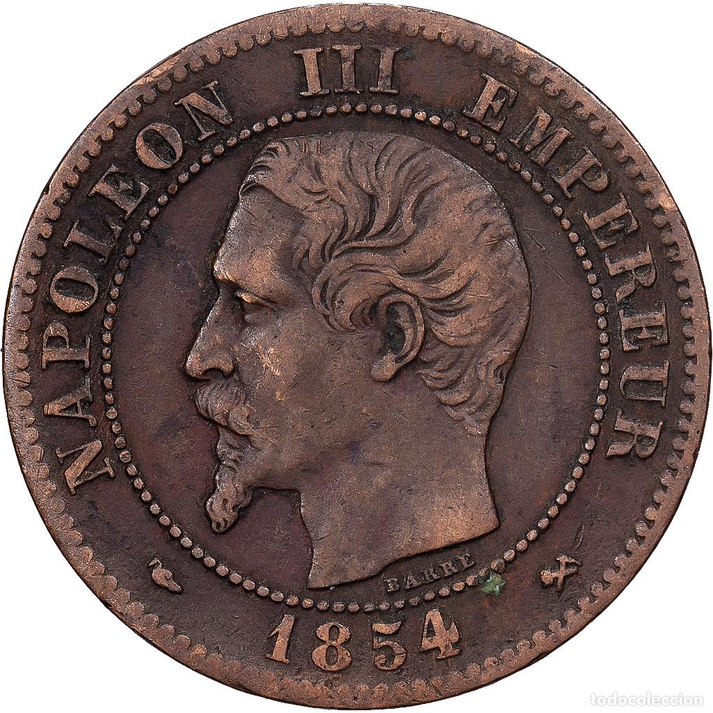 Monedas antiguas de Europa: [#1551091] Francia, Napoleon III, 2 Centimes, 1854, Rouen, Bronce, BC+, Gadoury:103
