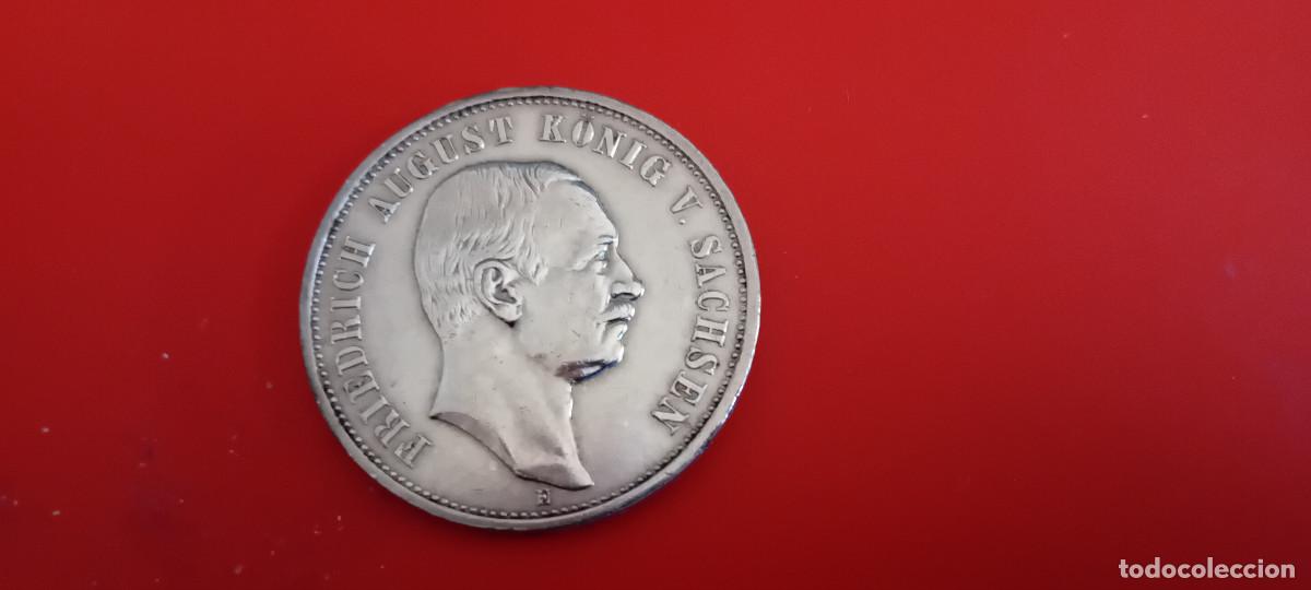 Monedas antiguas de Europa: SAJONIA 3 MARCOS 1909 FEDERICO AUGUSTO
