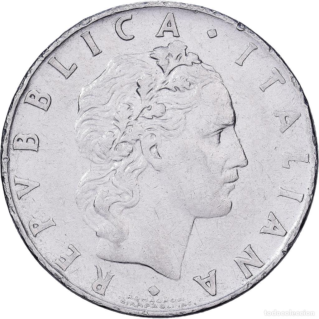 Monedas antiguas de Europa: [#1513423] Italia, 50 Lire, 1965, Rome, Acero inoxidable, MBC+, KM:95.1