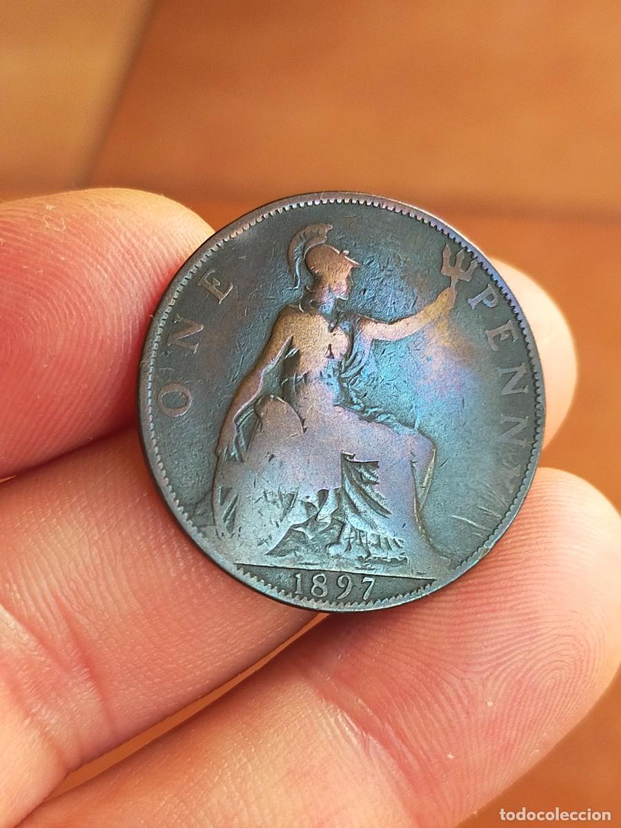 Monedas antiguas de Europa: MONEDA DE 1 UN PENIQUE PENNY 1897 REINO UNIDO GRAN BRETA&Ntilde;A INGLATERRA BUENA CONSERVACION