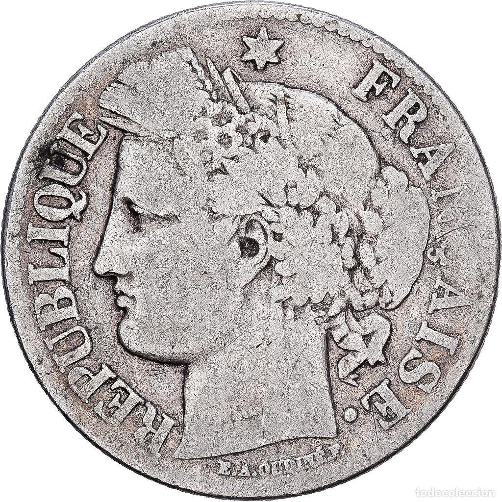 Monedas antiguas de Europa: [#1551198] Francia, 2 Francs, C&eacute;r&egrave;s, 1871, Paris, Large A, Plata, BC+, Gadoury:530