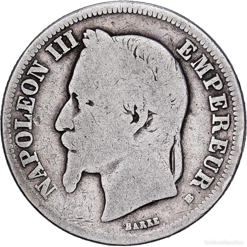 Monedas antiguas de Europa: [#1551196] Francia, Napoleon III, 2 Francs, 1868, Strasbourg, Plata, BC, Gadoury:527