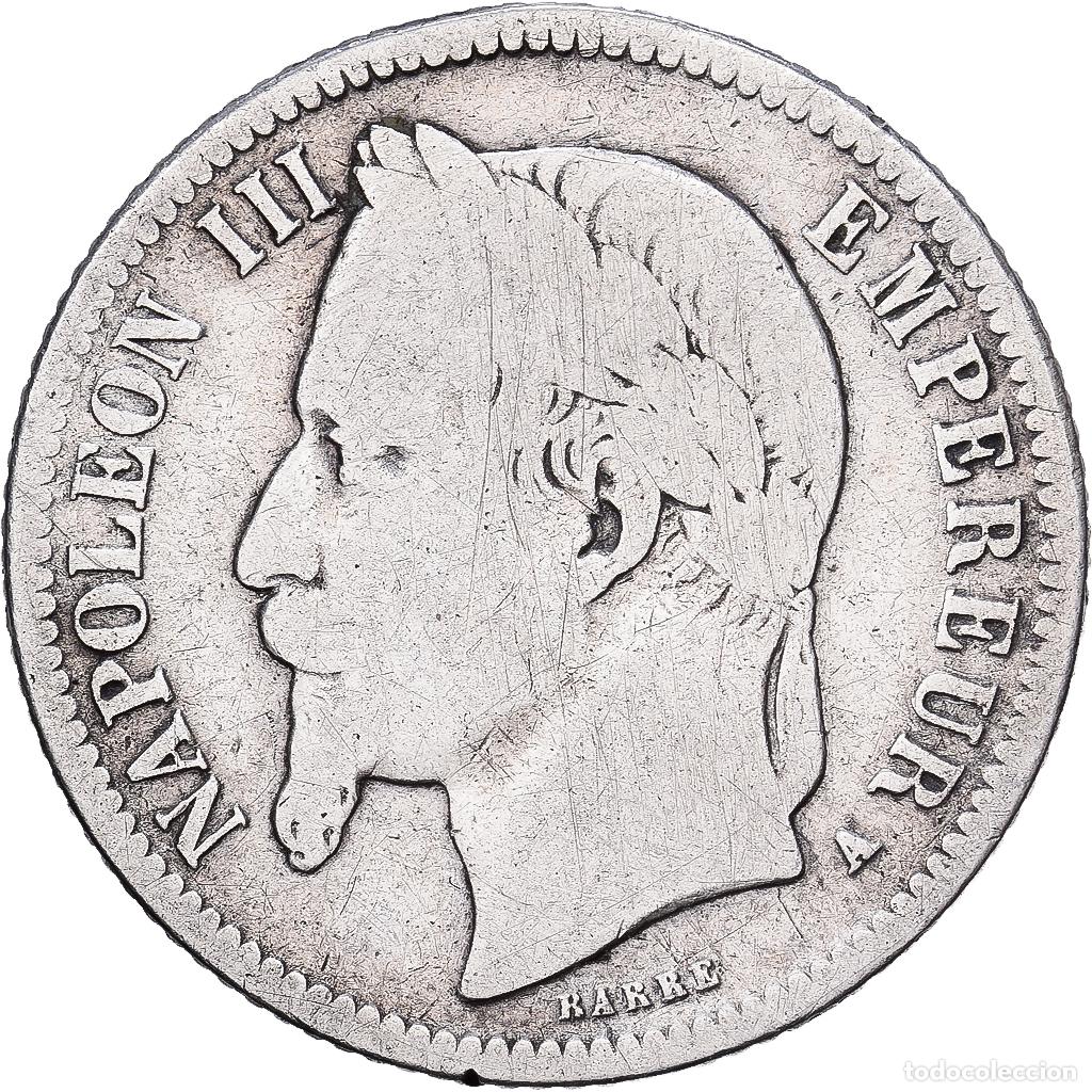 Monedas antiguas de Europa: [#1551207] Francia, Napoleon III, Franc, 1867, Paris, Plata, BC, Gadoury:463, KM:806.1