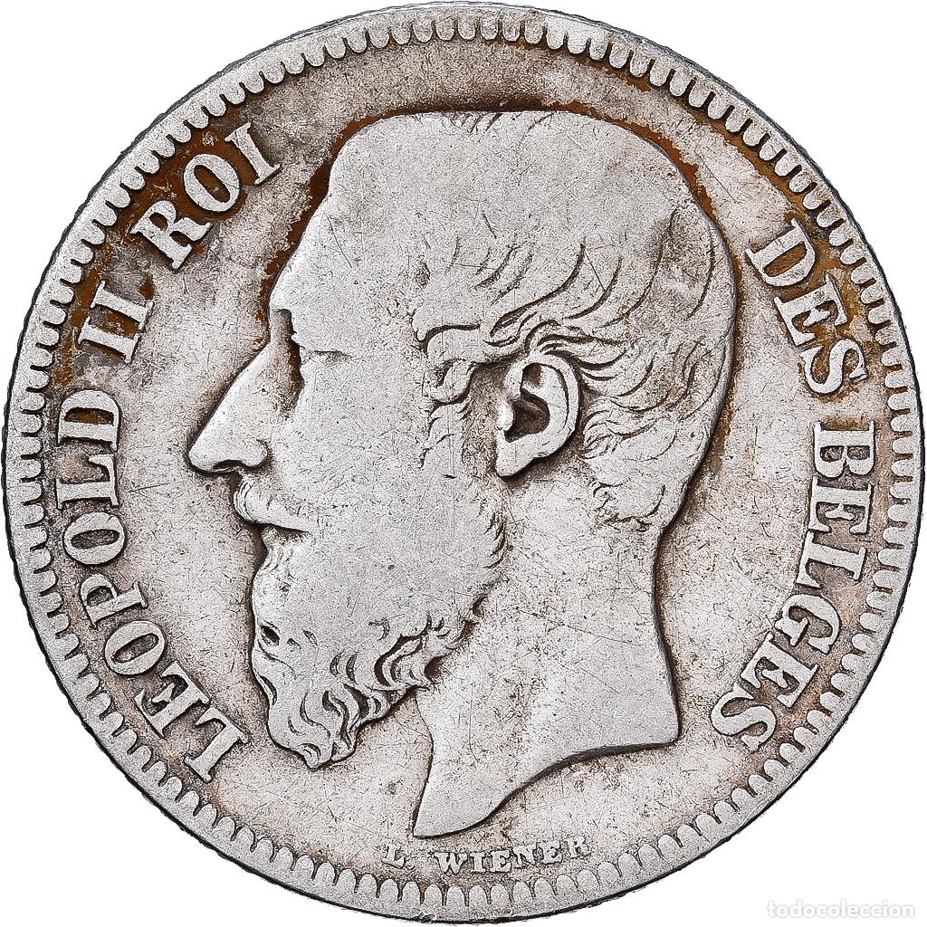 Monedas antiguas de Europa: [#1551247] B&eacute;lgica, Leopold II, 2 Francs, 2 Frank, 1866, Brussels, Plata, BC, KM:30.2