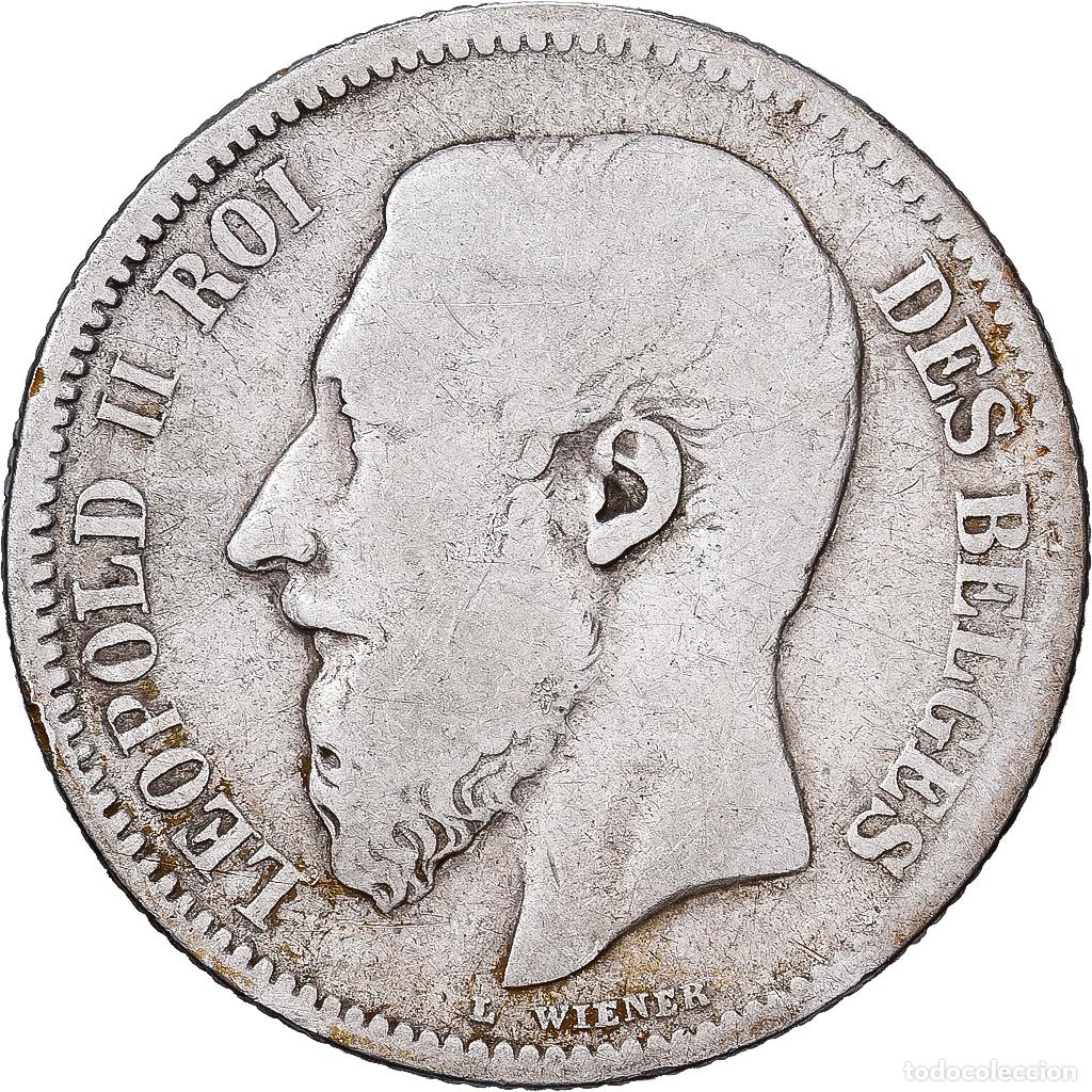 Monedas antiguas de Europa: [#1551250] B&eacute;lgica, Leopold II, 2 Francs, 2 Frank, 1868, Brussels, Plata, BC, KM:30.2