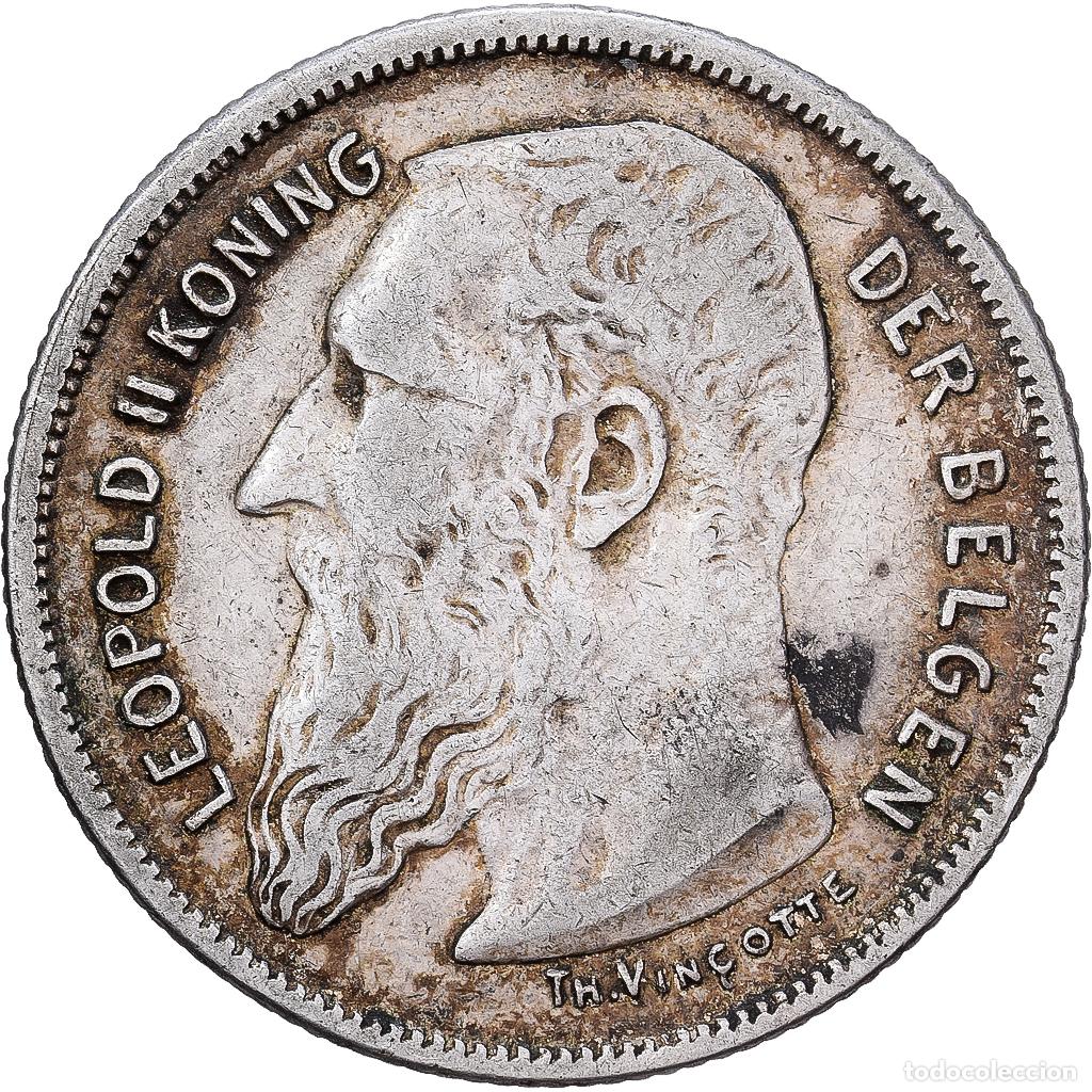 Monedas antiguas de Europa: [#1551262] B&eacute;lgica, Leopold II, 2 Francs, 2 Frank, 1909, Brussels, Plata, BC+, KM:59