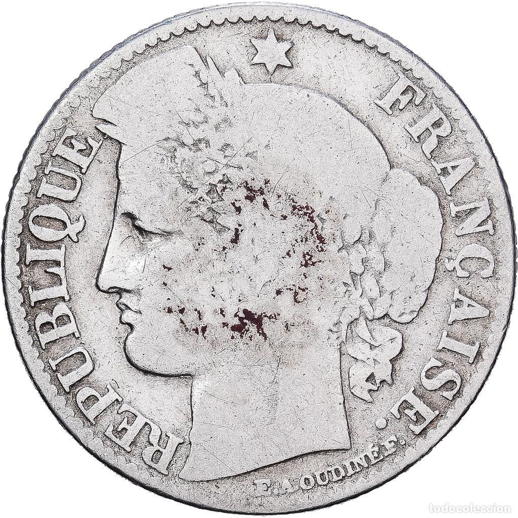Monedas antiguas de Europa: [#1551283] Francia, 50 Centimes, C&eacute;r&egrave;s, 1871, Bordeaux, Plata, BC, Gadoury:419, KM:834.2