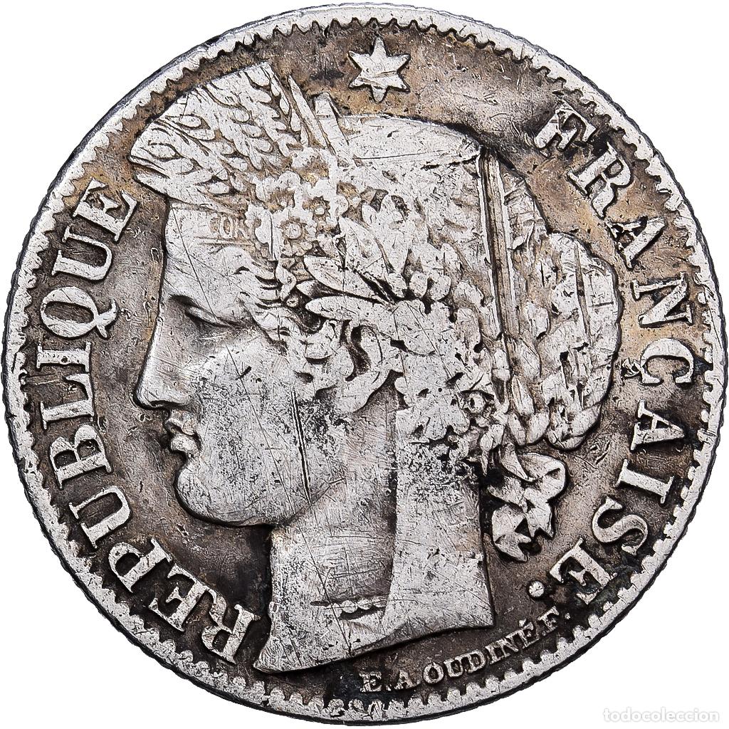 Monedas antiguas de Europa: [#1551308] Francia, 50 Centimes, C&eacute;r&egrave;s, 1871, Bordeaux, Plata, BC, Gadoury:419, KM:834.2