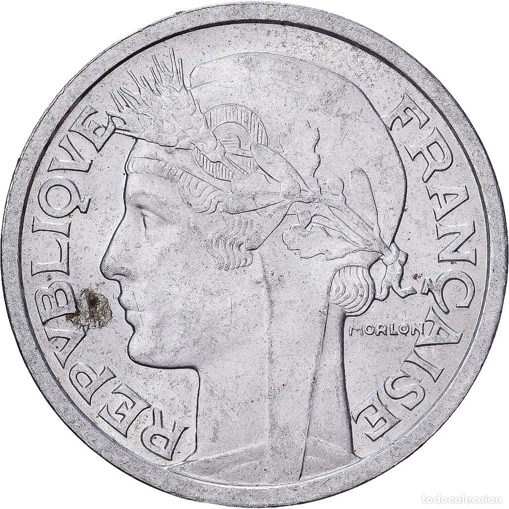 Monedas antiguas de Europa: [#1513444] Francia, 2 Francs, Morlon, 1950, Beaumont-Le-Roger, Aluminio, BC+, Gadoury:538a