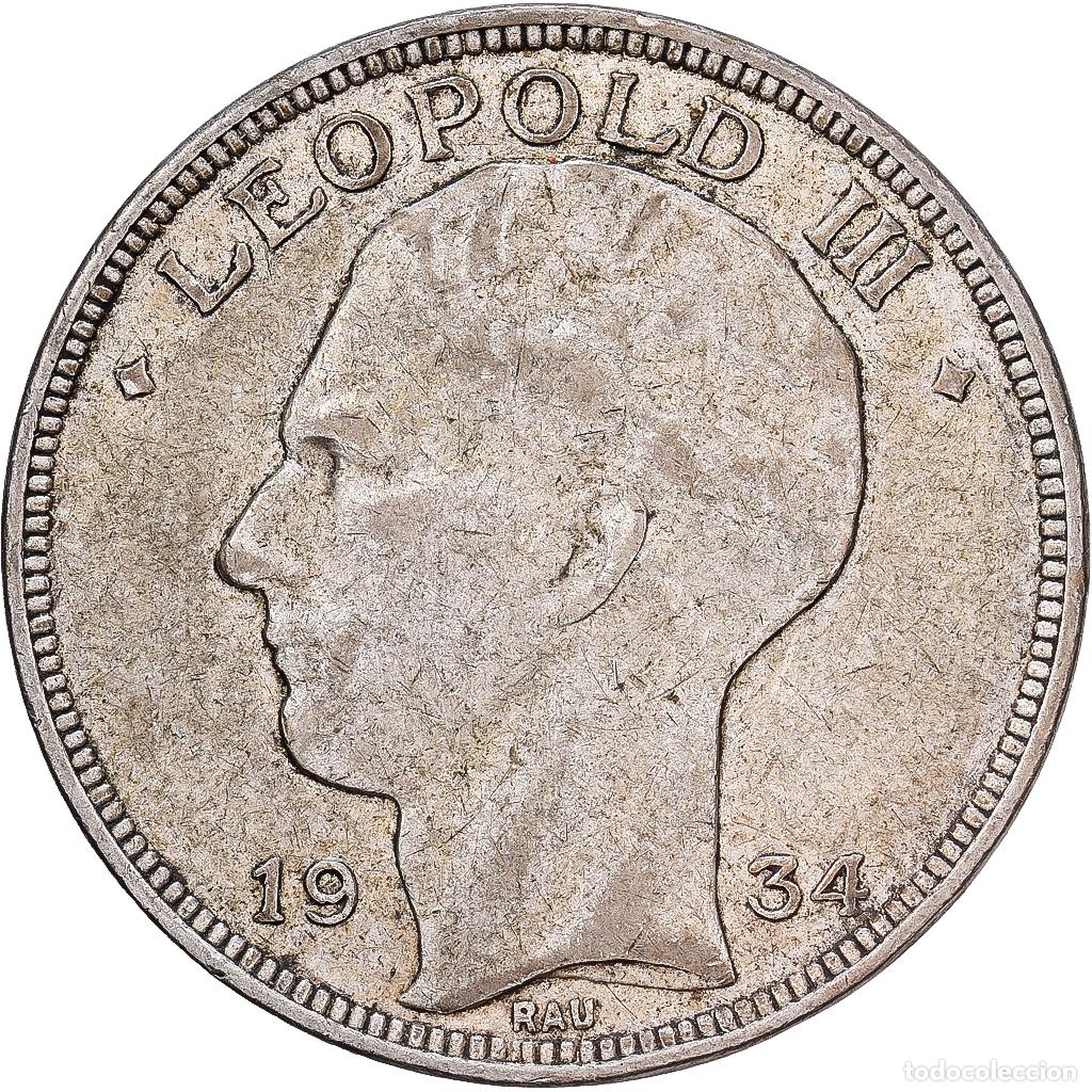 Monedas antiguas de Europa: [#1551326] B&eacute;lgica, Leopold III, 20 Francs, 20 Frank, 1934, Brussels, Plata, MBC, KM:105