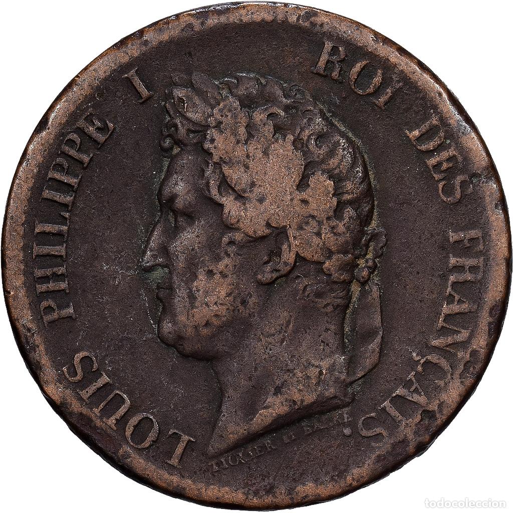 Monedas antiguas de Europa: [#1513448] Antillas francesas, Louis Philippe I, 5 Centimes, 1843, Paris, Bronce, BC+