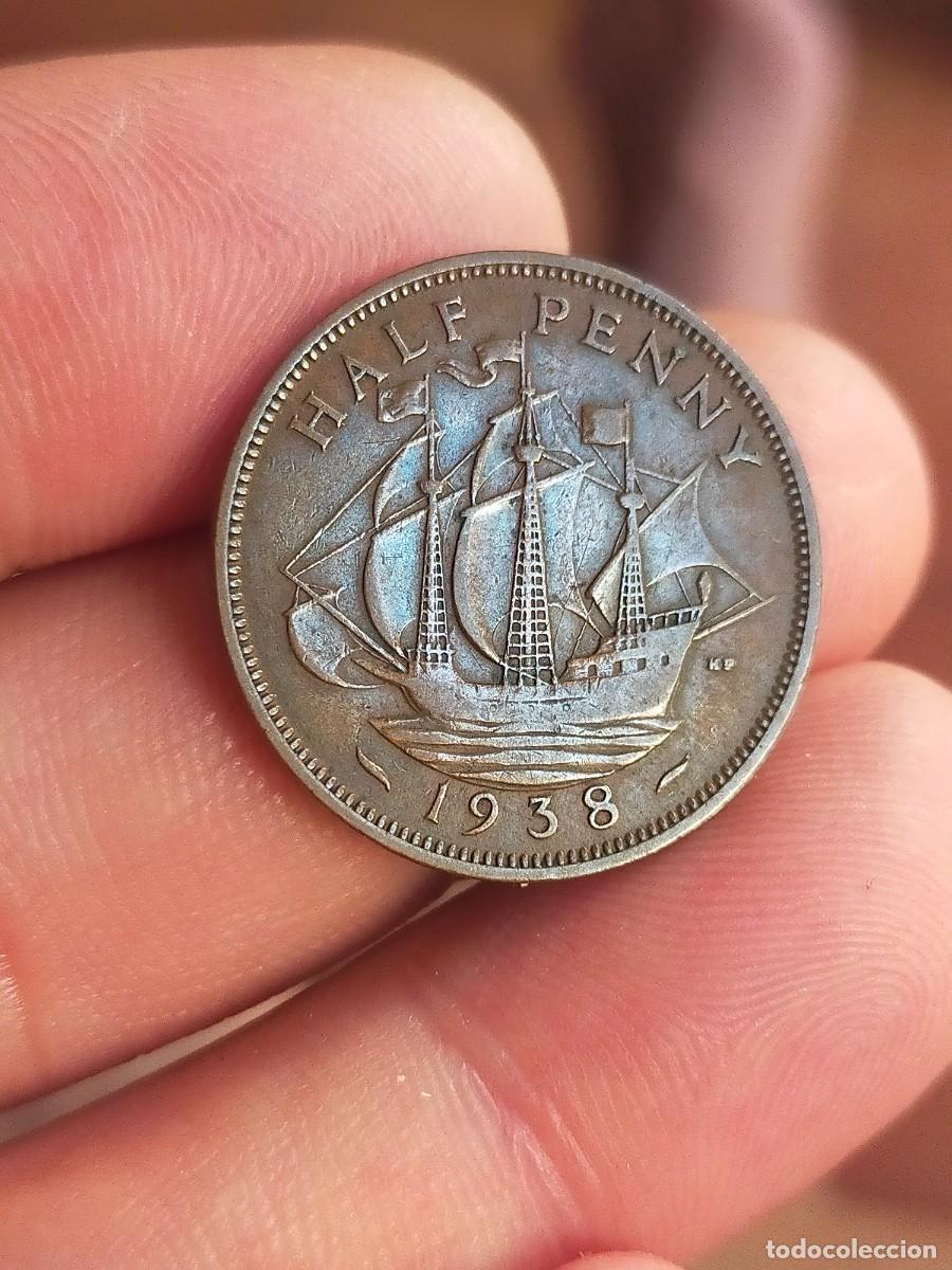 Moedas antigas da Europa: MONEDA DE 1/2 MEDIO HALF PENIQUE PENNY 1938 REINO UNIDO GRAN BRETA&Ntilde;A INGLATERRA BUENA CONSERVACION