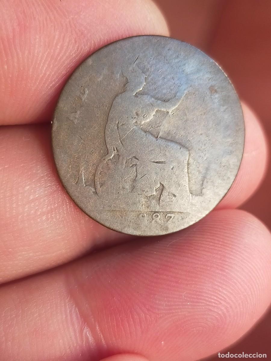 Old Coins of Europe: MONEDA DE 1/2 MEDIO HALF PENIQUE PENNY 1887 REINO UNIDO GRAN BRETA&Ntilde;A INGLATERRA MALA CONSERVACION