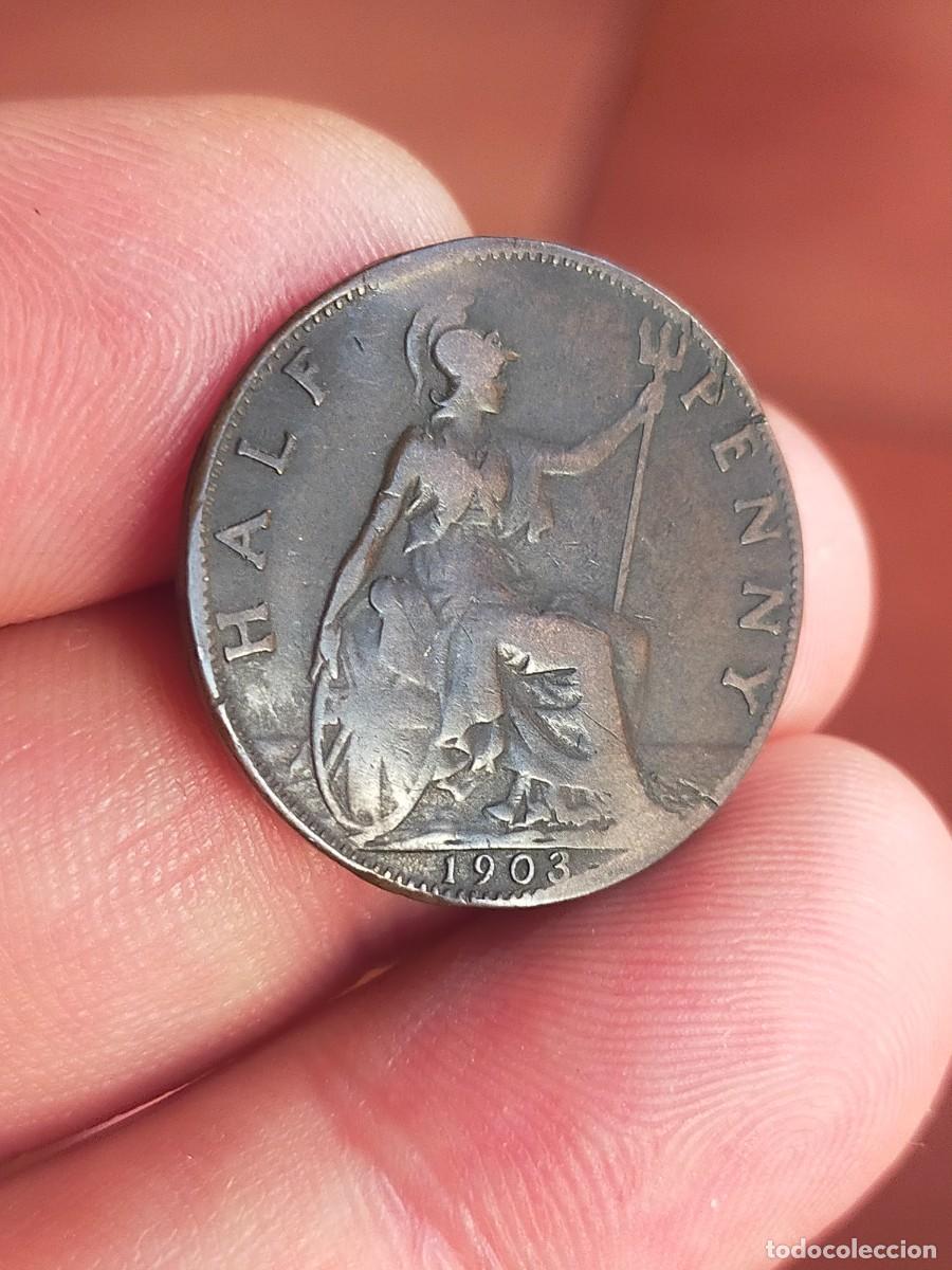 Monedas antiguas de Europa: MONEDA DE 1/2 MEDIO HALF PENIQUE PENNY 1903 REINO UNIDO GRAN BRETA&Ntilde;A INGLATERRA REGULAR CONSERVACION