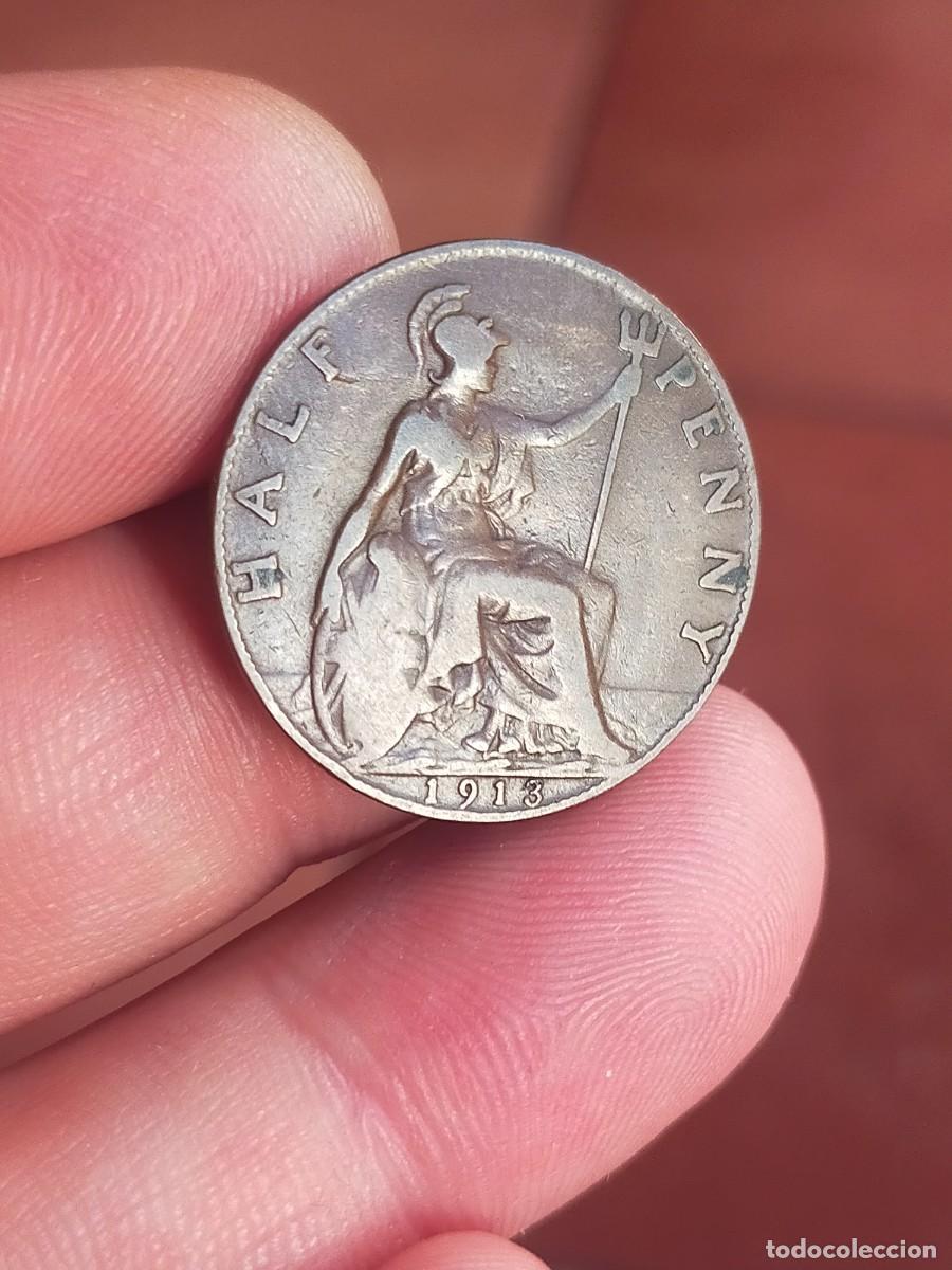Monedas antiguas de Europa: MONEDA DE 1/2 MEDIO HALF PENIQUE PENNY 1913 REINO UNIDO GRAN BRETA&Ntilde;A INGLATERRA BUENA CONSERVACION