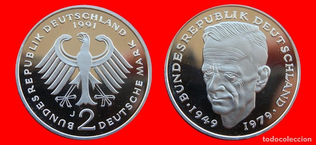 Monedas antiguas de Europa: 2 MARCOS 1991-J KURT SCHUMACHER PROOF BRD ALEMANIA-150814