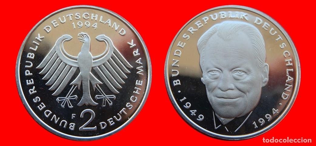 Monedas antiguas de Europa: 2 MARCOS 1994-F VILLY BRANDT PROOF BRD ALEMANIA-150816