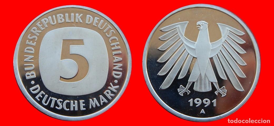 Monedas antiguas de Europa: 5 MARCOS 1991-A PROOF BRD ALEMANIA-150818