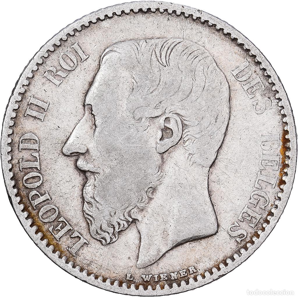 Monedas antiguas de Europa: [#1551351] B&eacute;lgica, Leopold II, Franc, 1886, Brussels, Plata, BC+, KM:28.1