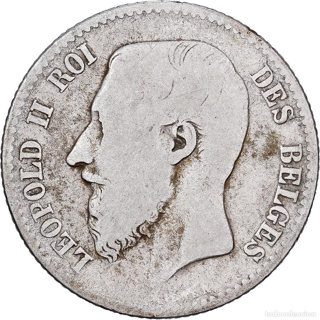 Monedas antiguas de Europa: [#1551352] B&eacute;lgica, Leopold II, Franc, 1867, Brussels, Plata, BC, KM:28.1