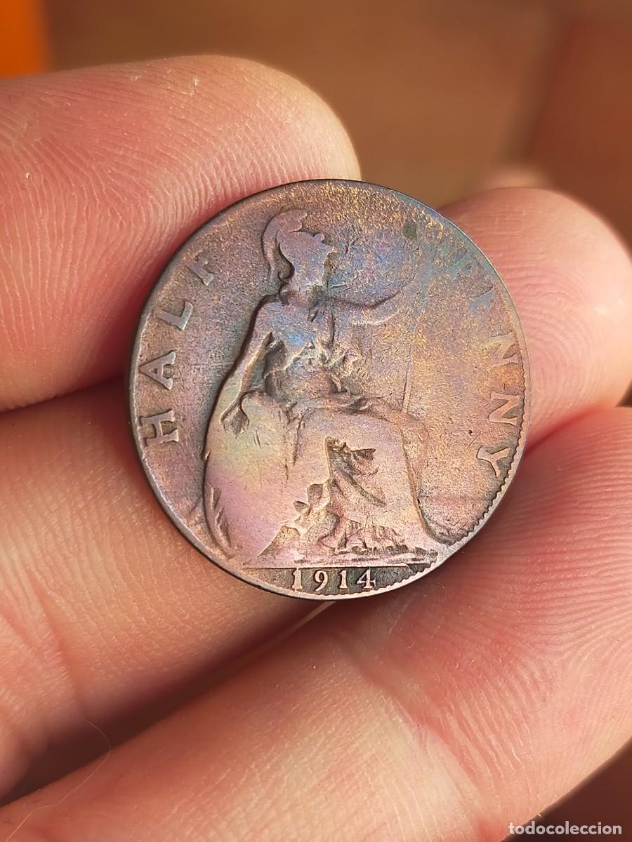 Monedas antiguas de Europa: MONEDA DE 1/2 MEDIO HALF PENIQUE PENNY 1914 REINO UNIDO GRAN BRETA&Ntilde;A INGLATERRA BUENA CONSERVACION