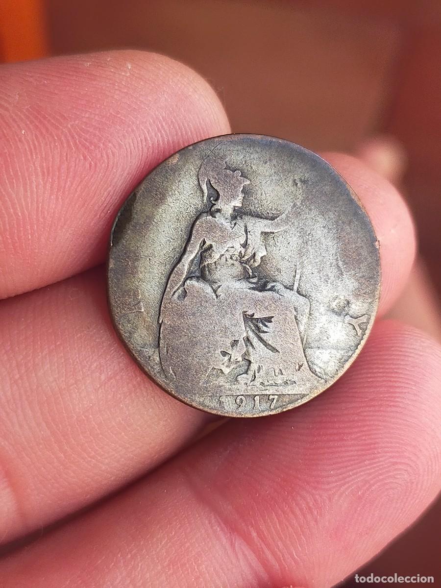 Monedas antiguas de Europa: MONEDA DE 1/2 MEDIO HALF PENIQUE PENNY 1917 REINO UNIDO GRAN BRETA&Ntilde;A INGLATERRA MALA CONSERVACION
