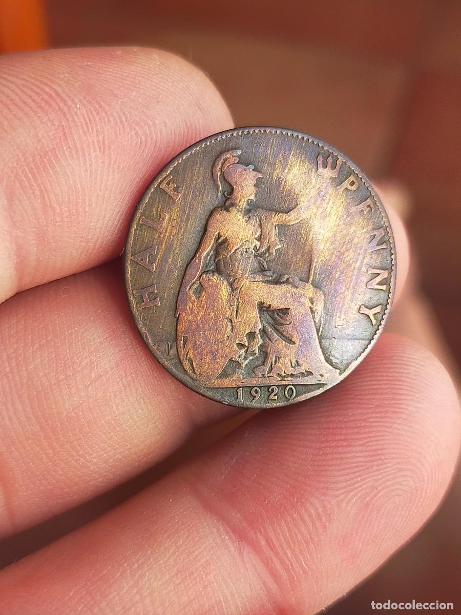 Monedas antiguas de Europa: MONEDA DE 1/2 MEDIO HALF PENIQUE PENNY 1920 REINO UNIDO GRAN BRETA&Ntilde;A INGLATERRA BUENA CONSERVACION