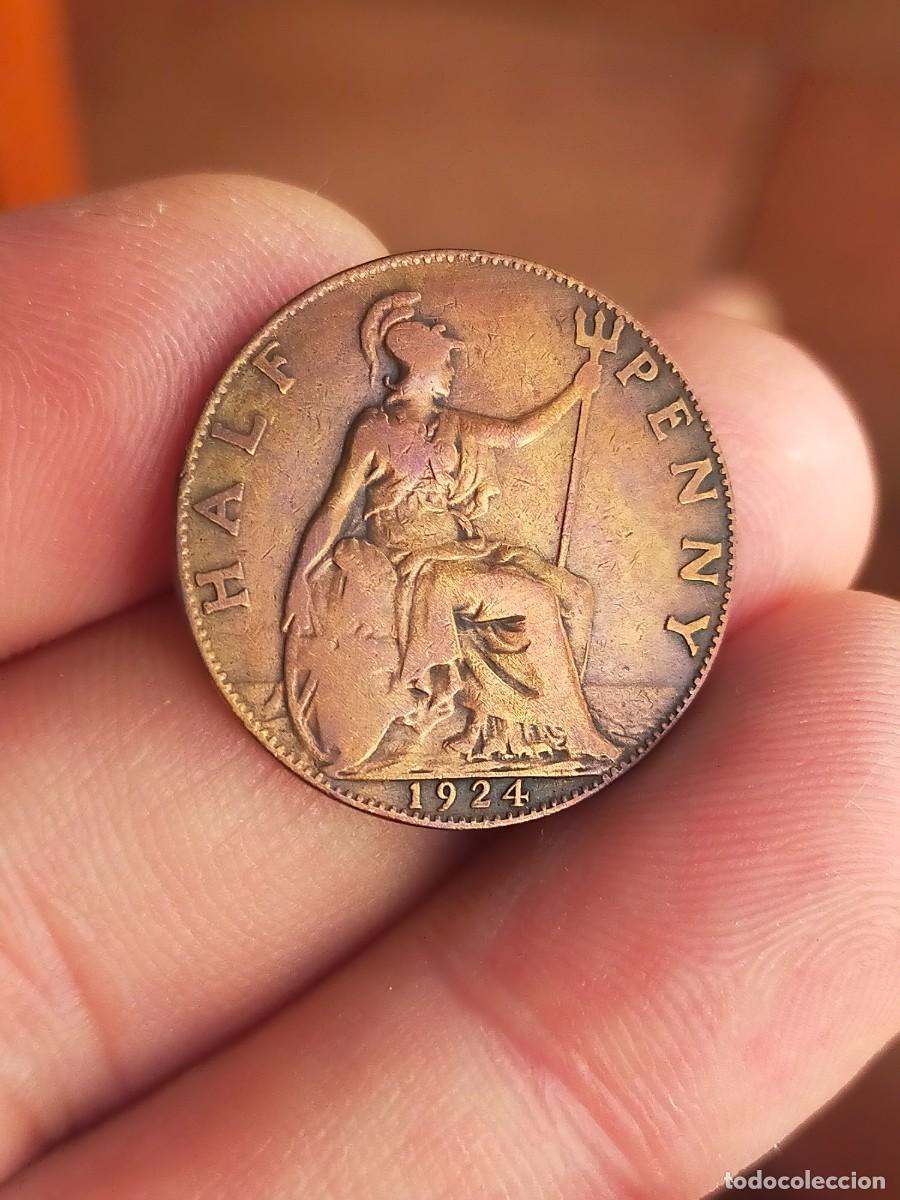 Monedas antiguas de Europa: MONEDA DE 1/2 MEDIO HALF PENIQUE PENNY 1924 REINO UNIDO GRAN BRETA&Ntilde;A INGLATERRA BUENA CONSERVACION