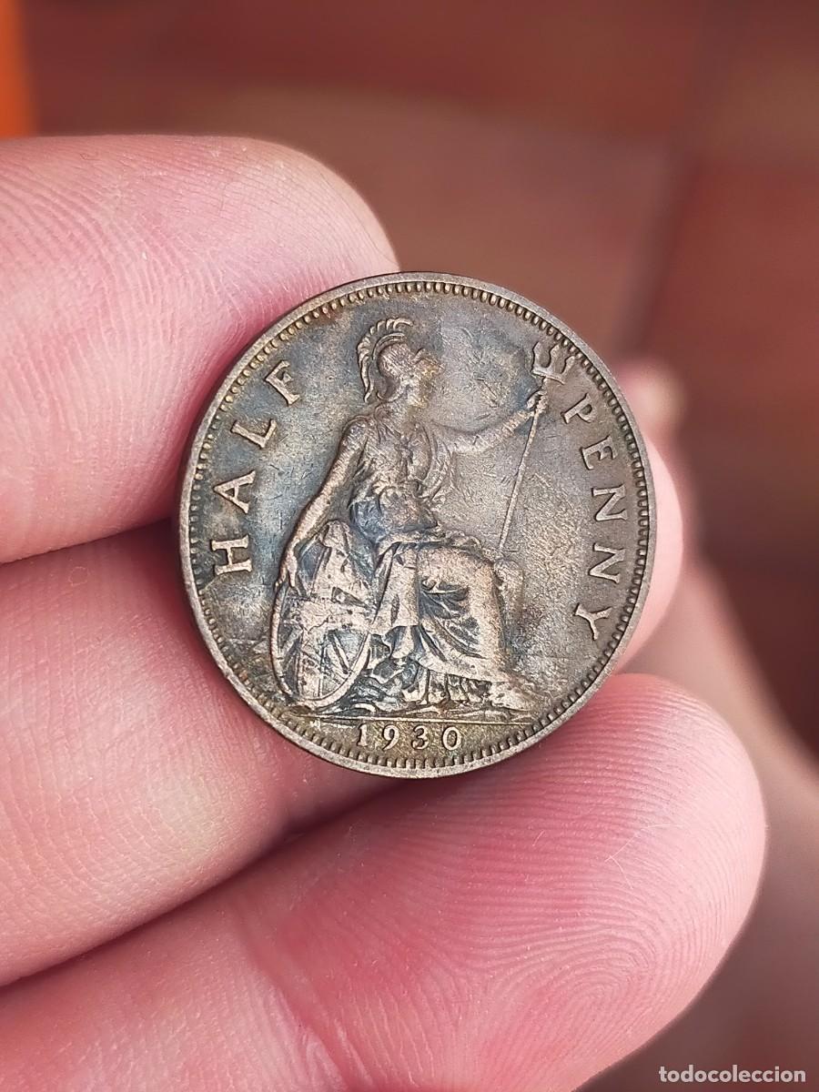 Monedas antiguas de Europa: MONEDA DE 1/2 MEDIO HALF PENIQUE PENNY 1930 REINO UNIDO GRAN BRETA&Ntilde;A INGLATERRA BUENA CONSERVACION