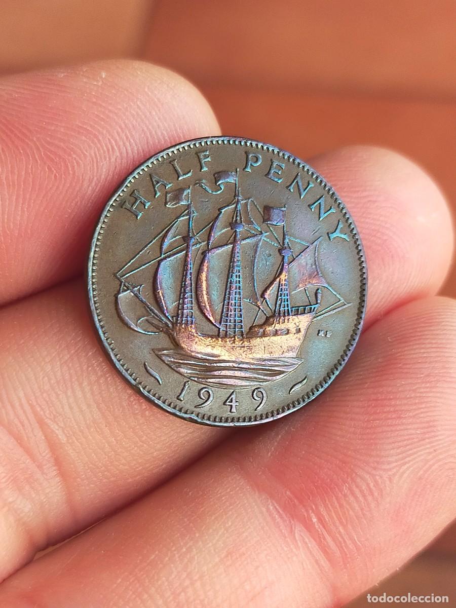 Alte M&uuml;nzen aus Europa: MONEDA 1/2 MEDIO HALF PENIQUE PENNY 1949 REINO UNIDO GRAN BRETA&Ntilde;A INGLATERRA MUY BUENA CONSERVACION